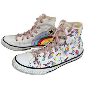 Converse All Star Chuck Taylor white rainbow unicorn high tops kids 6 colorful